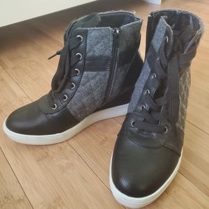 Maurice's Black and Grey Wedge Ankle Boots